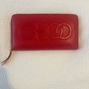 Jimmy Choo Bettina Leather Zip Around Wallet - Red. Like New!! ❤️